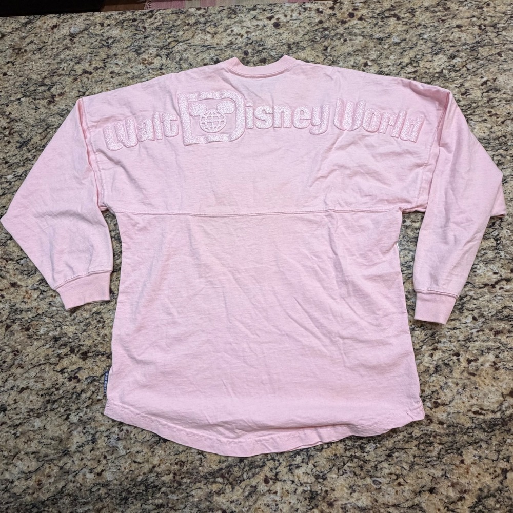 Disney Parks Walt Disney World Pink Glitter Puff Print Spirit Jersey XS ws